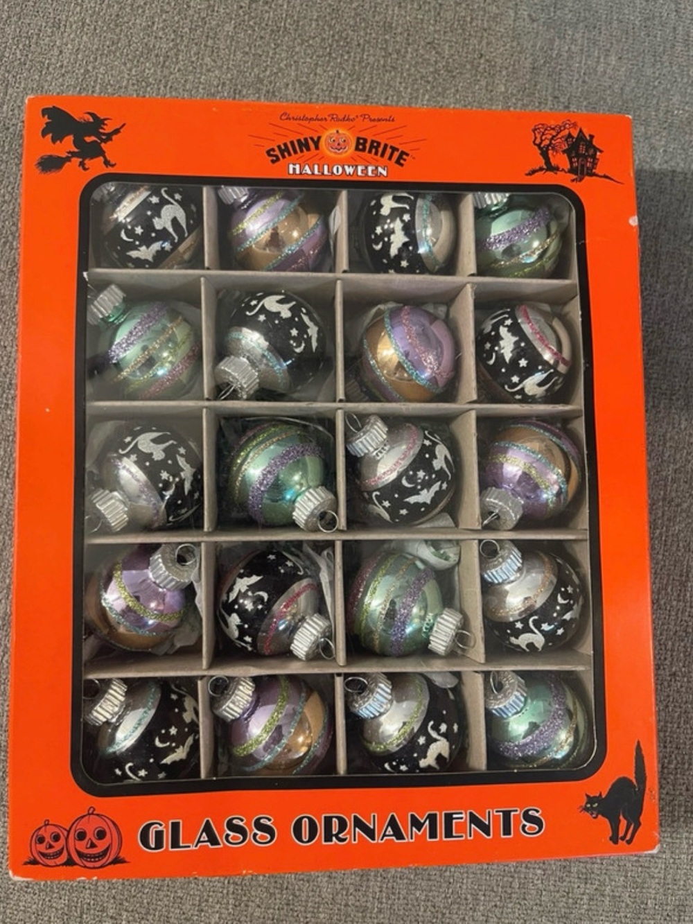 Shiny Brite Halloween Glass Ornaments — Multicolor Pack 1.25"